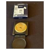 Seiko Desk Clock (retails for $35) & Jewelry Lot: Faux Pearl Necklace (broken clasp), Cut Crystal Bowl, IKE Pendant, 50 Pin