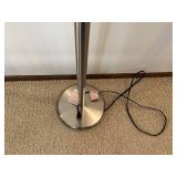 Torchiere Floor Lamp - White Glass Shade, Chrome Stem, 60 in Tall