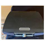 MCM VTG Birch & Rattan Accessory Table & SoundWorks Radio CD740 with 2 CDs included