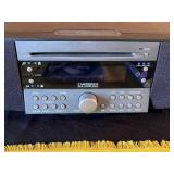 MCM VTG Birch & Rattan Accessory Table & SoundWorks Radio CD740 with 2 CDs included