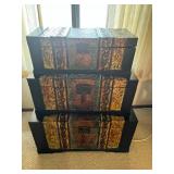 Decorative Black Storage Chests - 3-Piece Set Containing Gift Wrap Supplies