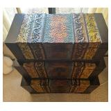 Decorative Black Storage Chests - 3-Piece Set Containing Gift Wrap Supplies