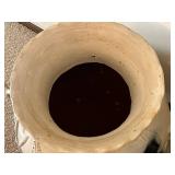 Large Floor Decorative Ceramic Vase - Floral Embossed Relief, 26 x 26 in