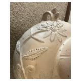 Large Floor Decorative Ceramic Vase - Floral Embossed Relief, 26 x 26 in