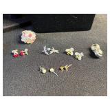 Misc Jewelry Lot w 12GF & Monet Bracelets, Flower Crystal Pendant Necklace - Silver-Tone with Iridescent Stones w Lot of Earrings