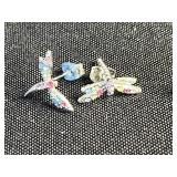 Misc Jewelry Lot w 12GF & Monet Bracelets, Flower Crystal Pendant Necklace - Silver-Tone with Iridescent Stones w Lot of Earrings