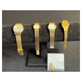 Assorted Gold Tone Watches - Clinton, Citizen, Skagen (Lot of 4)