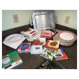 Everlast Hand Forged Aluminum Serving Tray with Handles - Colorful Plates