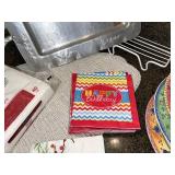 Everlast Hand Forged Aluminum Serving Tray with Handles - Colorful Plates