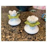 Assorted Ceramic Figurine Salt & Pepper Shakers & Floral Decor Jar