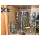 Pabst Mansion Beer Glass & Assorted Logo Glassware - Erdinger & Budweiser Set