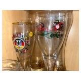 Pabst Mansion Beer Glass & Assorted Logo Glassware - Erdinger & Budweiser Set