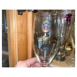Pabst Mansion Beer Glass & Assorted Logo Glassware - Erdinger & Budweiser Set