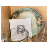 Crystal Glassware & Hydrangea Dinnerware Set - Plates, Bowls, Pitcher