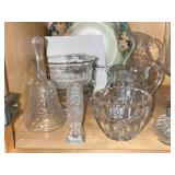 Crystal Glassware & Hydrangea Dinnerware Set - Plates, Bowls, Pitcher