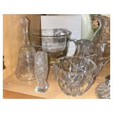 Crystal Glassware & Hydrangea Dinnerware Set - Plates, Bowls, Pitcher