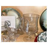 Crystal Glassware & Hydrangea Dinnerware Set - Plates, Bowls, Pitcher