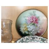 Crystal Glassware & Hydrangea Dinnerware Set - Plates, Bowls, Pitcher