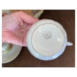 Medley Floral Rose Teacup Set with Large Rose Pattern Bowl - 2 Cups & Saucers, Made in China