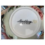 Medley Floral Rose Teacup Set with Large Rose Pattern Bowl - 2 Cups & Saucers, Made in China