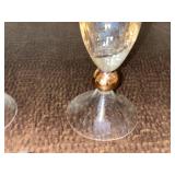 Crystal Glassware Set - 3 Twist-Pattern Champagne Flutes with Gold Accents, 1 Tumbler, 1 Butter Dish