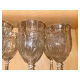 Crystal Goblets - Set of Clear Glass Stemware with Etched Floral Pattern