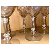 Crystal Goblets - Set of Clear Glass Stemware with Etched Floral Pattern
