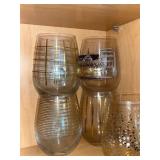 Gold Patterned Glasses with Dots, Stripes & Grid Design