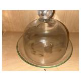 Glass Cloche Dome on Stand with 4 Crystal Salt & Pepper Shakers - Vintage Set