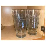 Glass Tumblers - Clear Glass with Etched Leaf Pattern