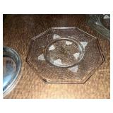 Crystal Glassware Set - Cut-Crystal Pitcher, Teacup & Saucer, Octagonal Plates, Lids