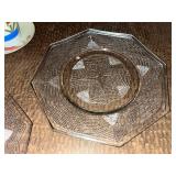 Crystal Glassware Set - Cut-Crystal Pitcher, Teacup & Saucer, Octagonal Plates, Lids