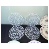 Vintage Floral China Plates - Mixed Blue/White Transferware & Cream Floral