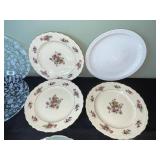 Vintage Floral China Plates - Mixed Blue/White Transferware & Cream Floral