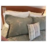 Queen Bed Frame - Mattress & Bedding Included, MCM Wooden Head/Footboards