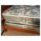 Queen Bed Frame - Mattress & Bedding Included, MCM Wooden Head/Footboards