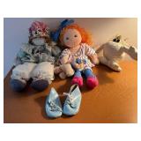Applause Plush Dolls Set - Vintage Rag Dolls with Light-Blue Booties