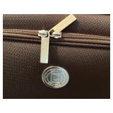 CHAPS Brown Fabric Rolling Suitcase - Leather Straps