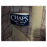 CHAPS Brown Fabric Rolling Suitcase - Leather Straps