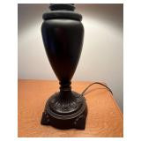 Antique-Style Table Lamp with Cream Shade and Ornate Bronze Base