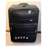 Pierre Cardin Black Carry-On Luggage with Padlock & Keys - Multi-Compartment Travel Case