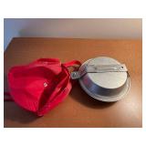 Scouting Military Mess Kit with Red Carry Pouch - Aluminum Camp Cook Set