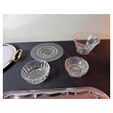 KROMEX Made in USA Silver Serving Tray with Crystal Glassware Set