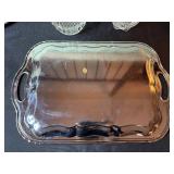 KROMEX Made in USA Silver Serving Tray with Crystal Glassware Set
