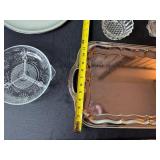 KROMEX Made in USA Silver Serving Tray with Crystal Glassware Set