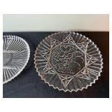 VTG Glass Plate & Center Tray Set - Clear Ribbed Plates & Silver Mirror Plate
