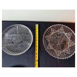 VTG Glass Plate & Center Tray Set - Clear Ribbed Plates & Silver Mirror Plate