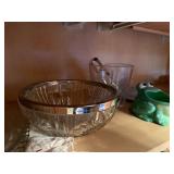 Crystal Glassware & Dinnerware Collection - Etched Bowls, Pressed Pattern Plates, Holly Decor