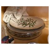 Crystal Glassware & Dinnerware Collection - Etched Bowls, Pressed Pattern Plates, Holly Decor