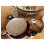 Crystal Glassware & Dinnerware Collection - Etched Bowls, Pressed Pattern Plates, Holly Decor